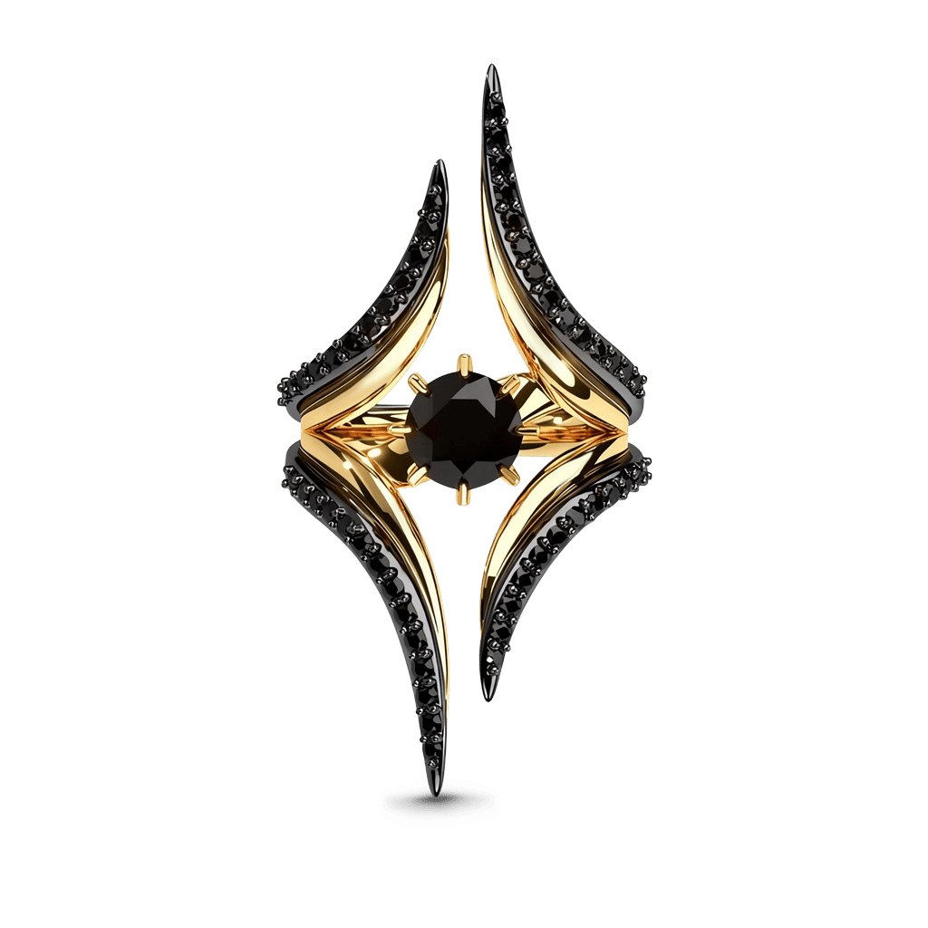 Gnoce Geometric Spire Round-Cut Moissanite Ring_1