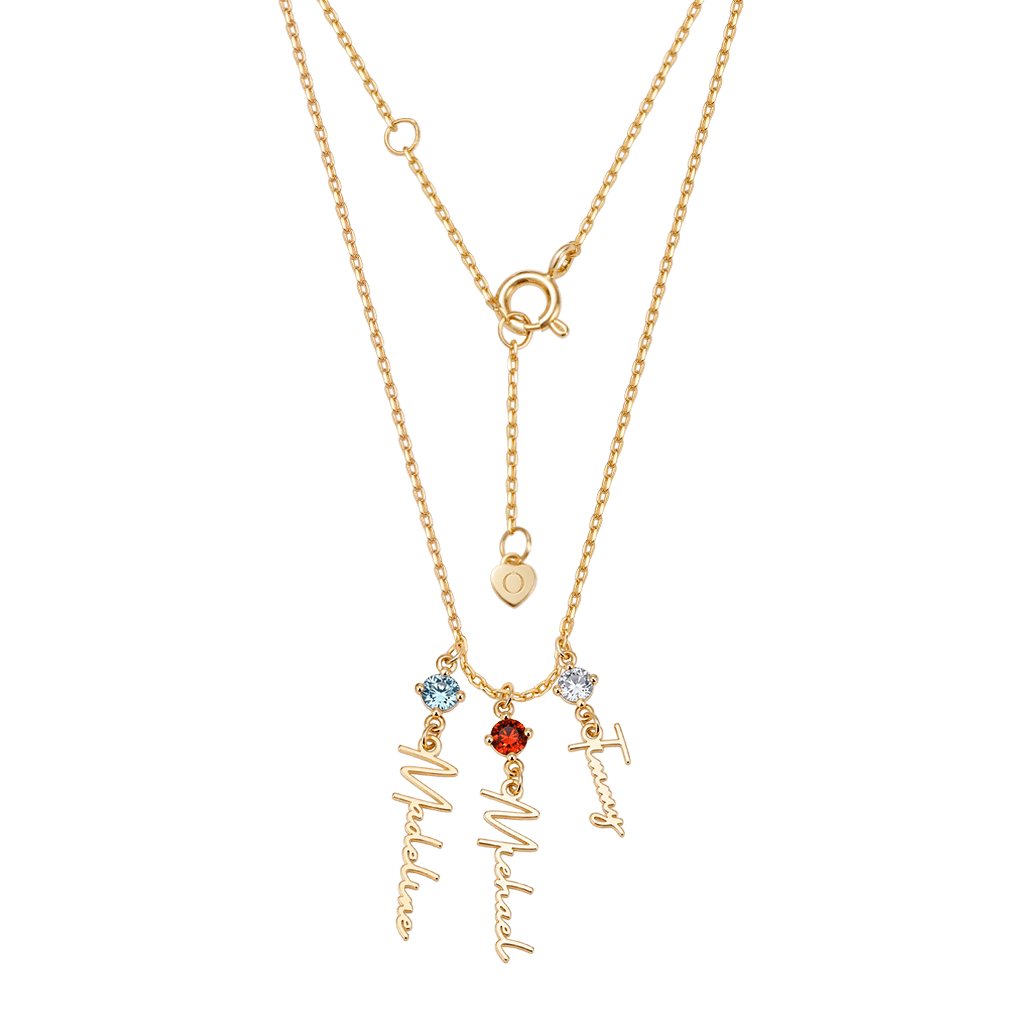 Gnoce Multi-Script Name Birthstone Lariat Necklace_3