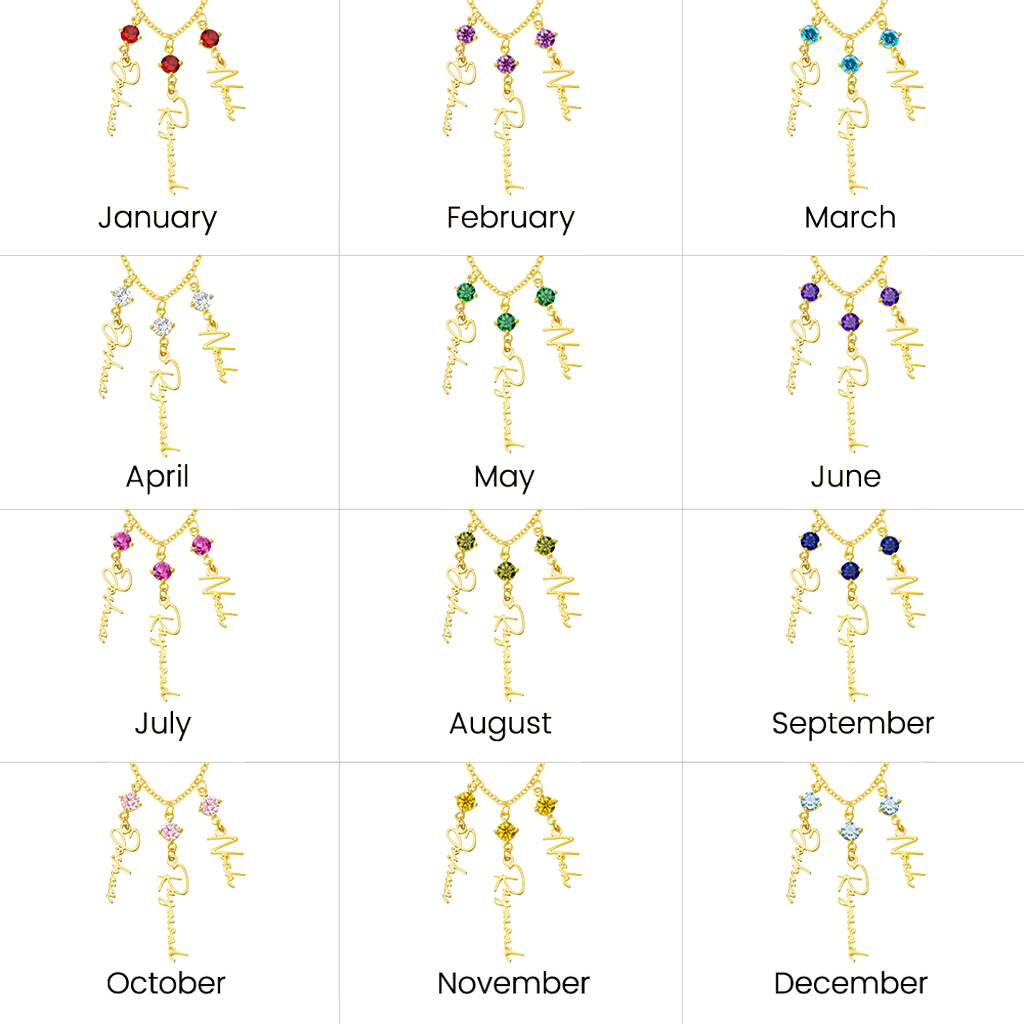Gnoce Multi-Script Name Birthstone Lariat Necklace_5