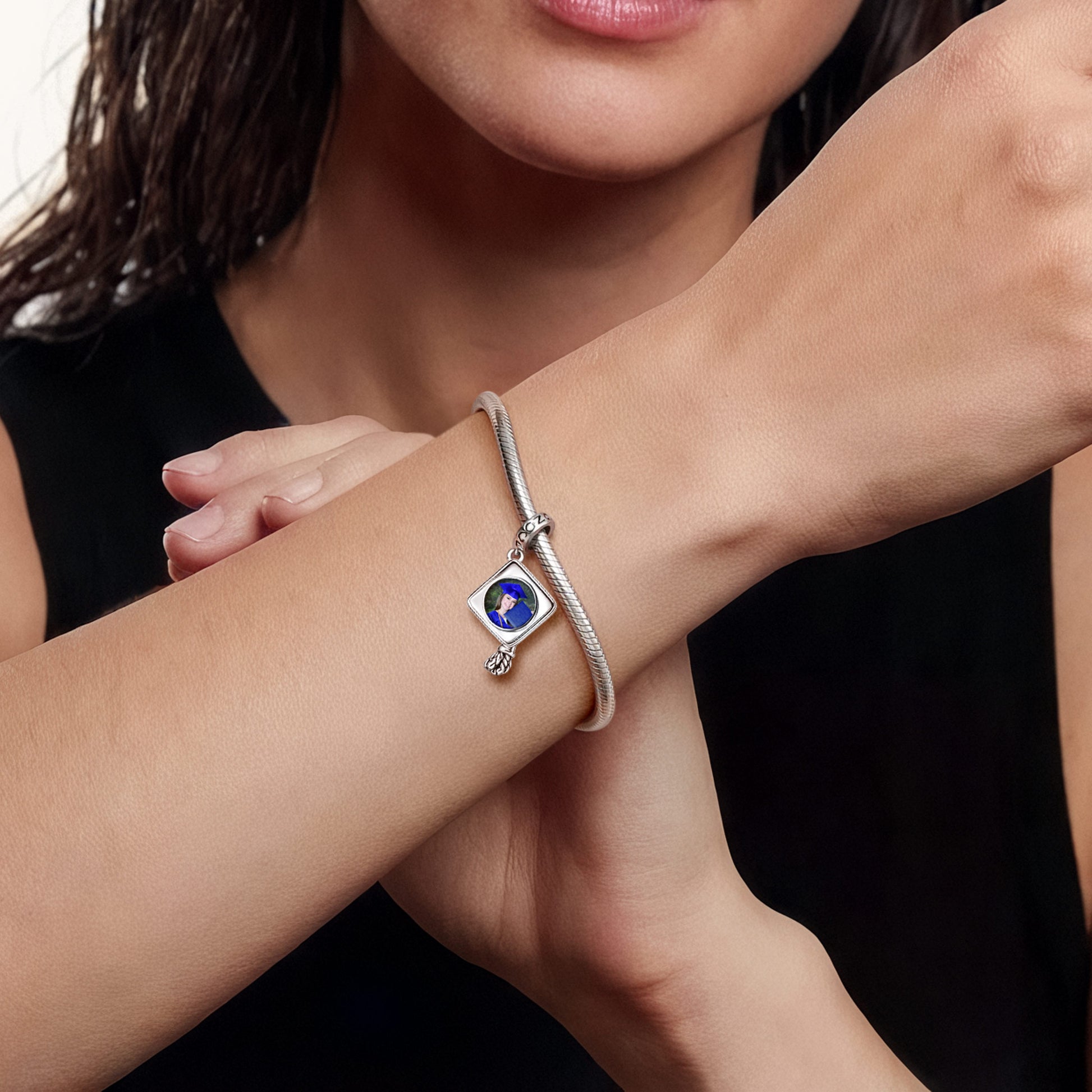 Gnoce Graduation Cap Personalized Photo Pendant Dangle Charm_3