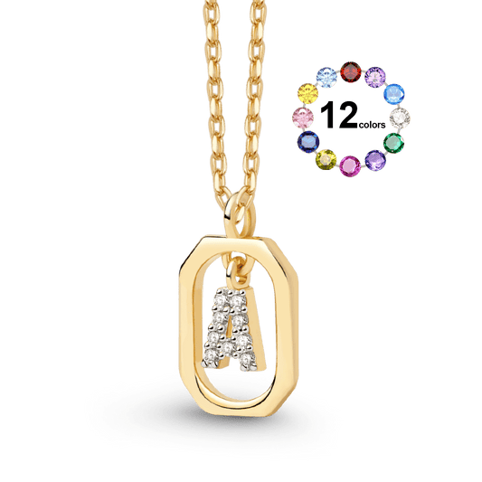 Gnoce Floating Initial Frame Pendant Necklace_1