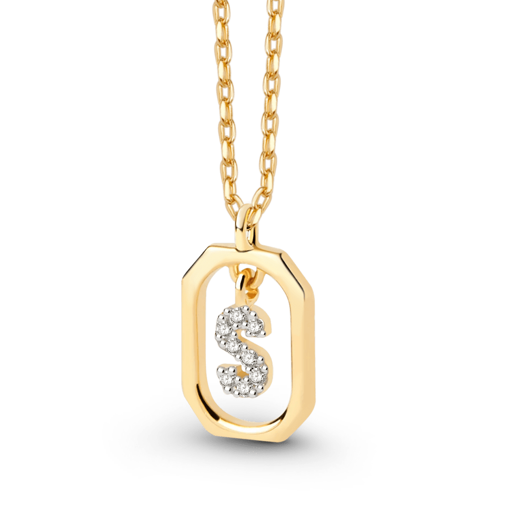 Gnoce Floating Initial Frame Pendant Necklace_2