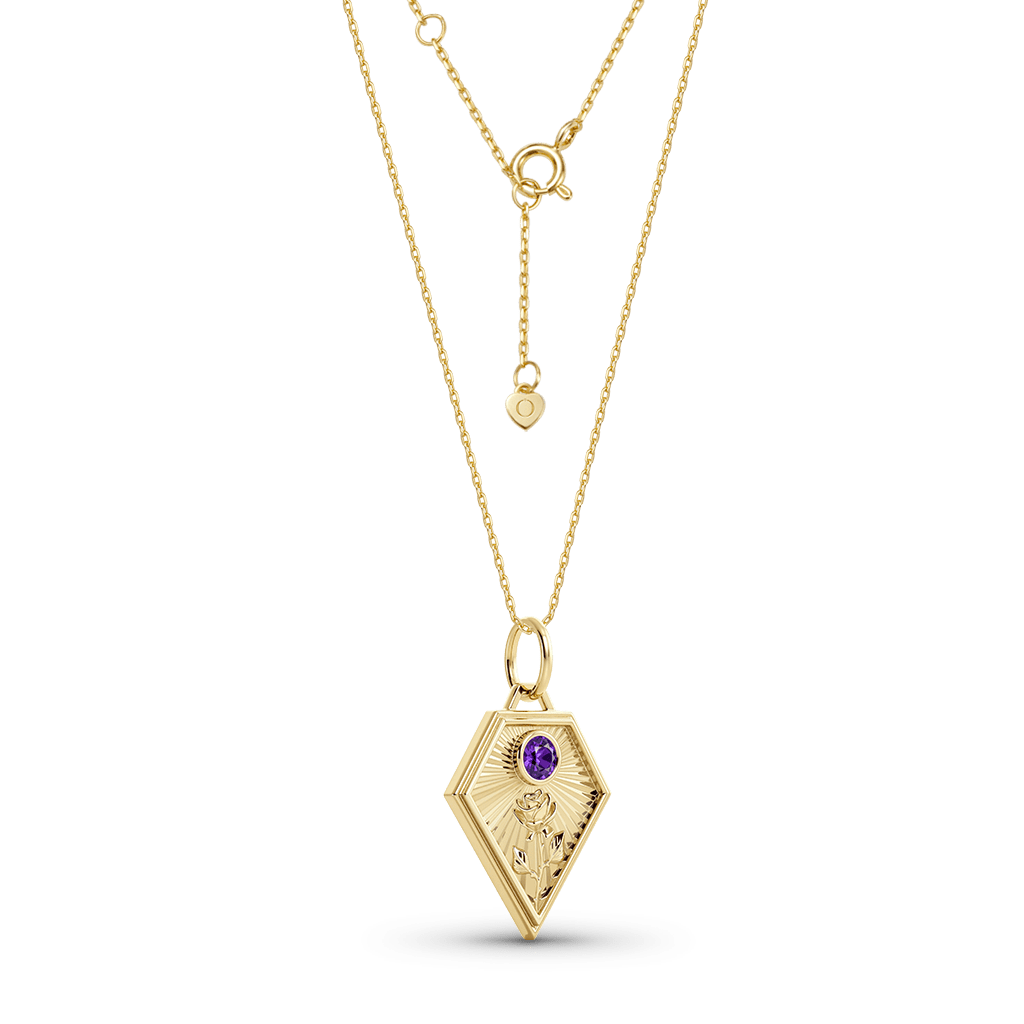 Gnoce Birth Flower Diamond Frame Pendant Necklace_3