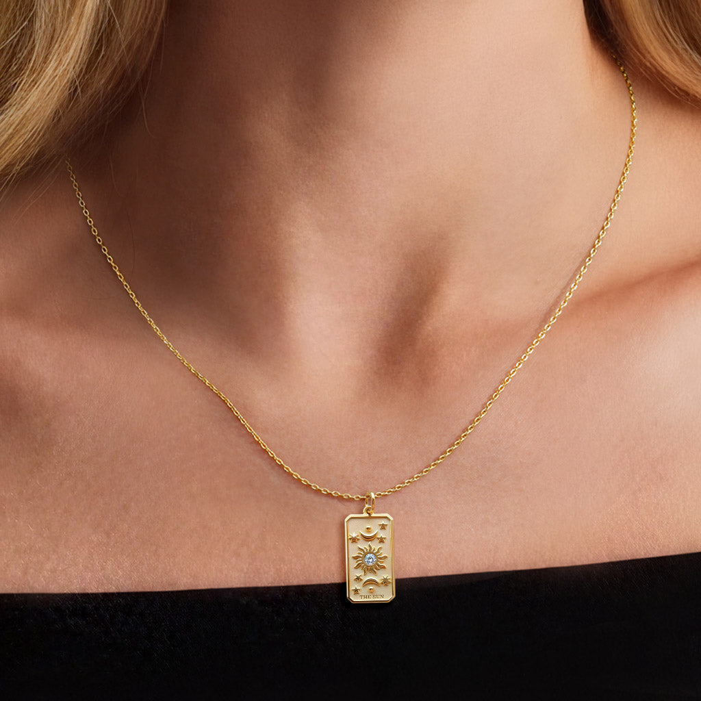 Gnoce The Sun Tarot Card Pendant Necklace_2