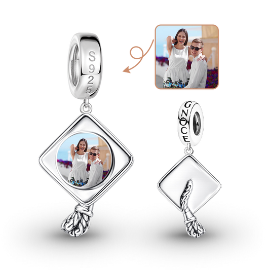 Gnoce Graduation Cap Personalized Photo Pendant Dangle Charm_1