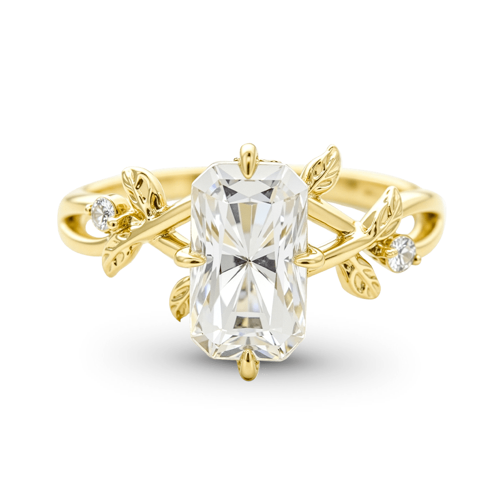 Gnoce Nature-Inspired Leaf & Vine Radiant-cut  Engagement Ring_1