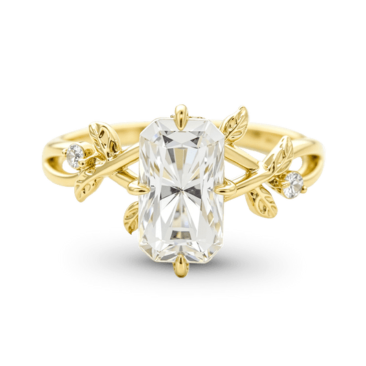Gnoce Nature-Inspired Leaf & Vine Radiant-cut  Engagement Ring_1