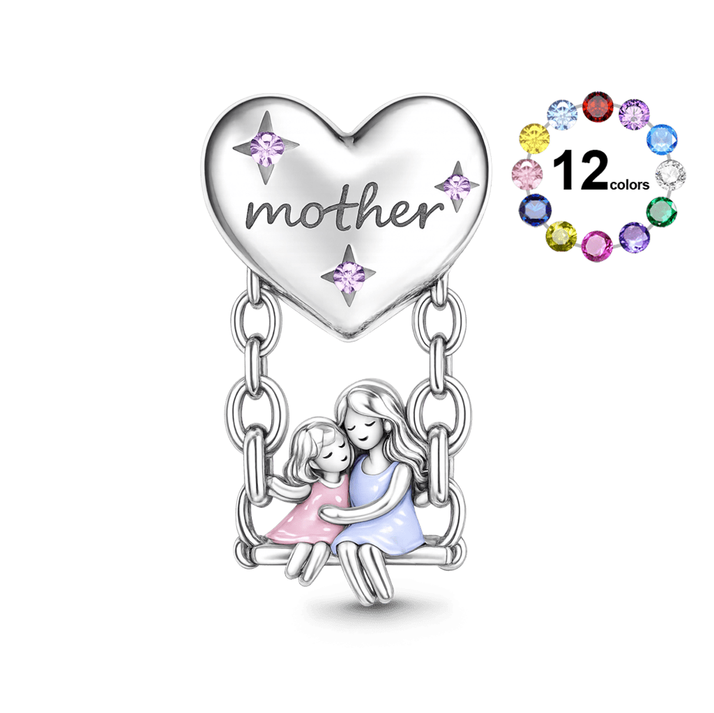 Gnoce Mother & Daughter Swinging Birthstone Charm_1
