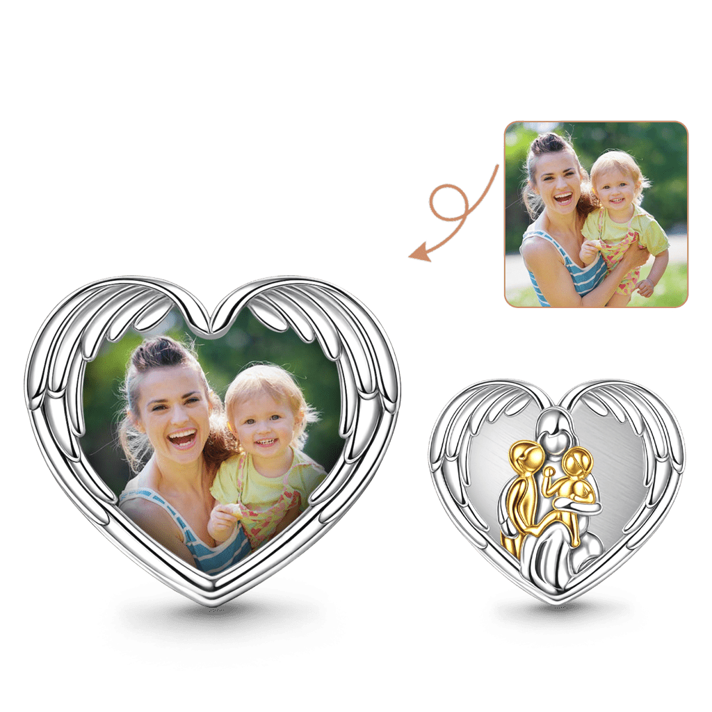 Gnoce Mother's Day Heart Wing Personalized Photo Charm_1