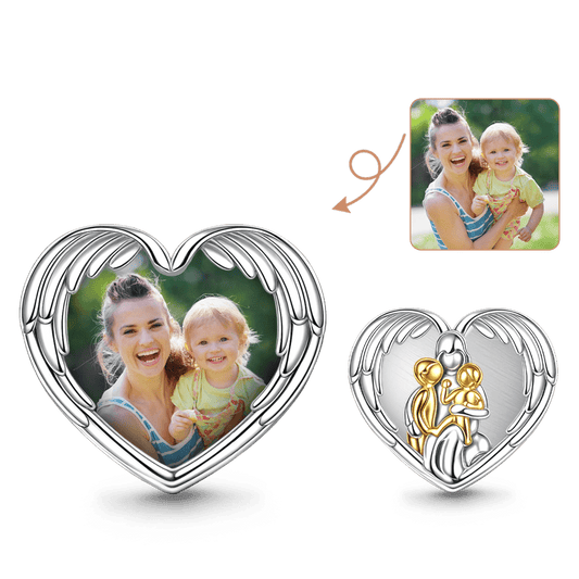 Gnoce Mother's Day Heart Wing Personalized Photo Charm_1