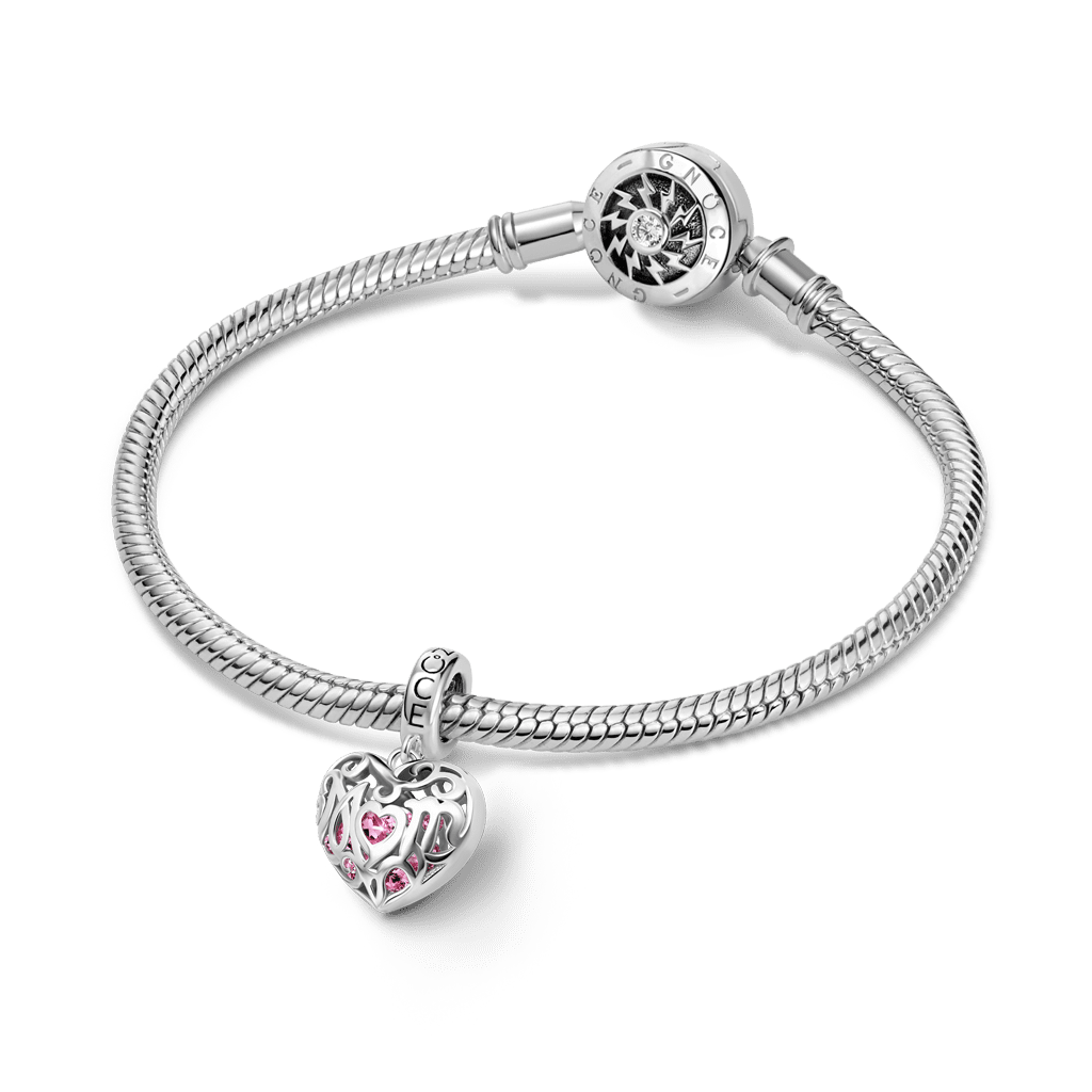 Gnoce Love Mom Heart Hollow-out Birthstone Pendant Dangle Charm_3