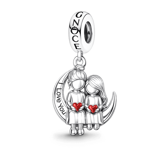 Gnoce Mother's Day Moon Mother-Daughter Pendant Dangle Charm_1