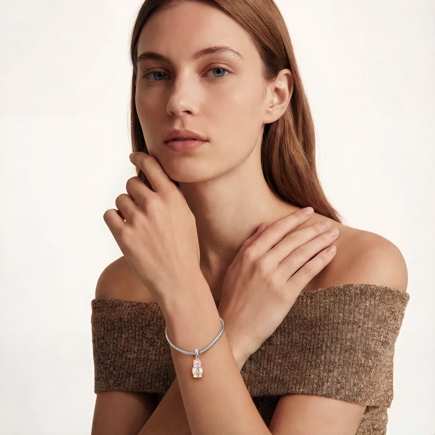 Gnoce Mother & Child Matryoshka Engravable Pendant Dangle Charm_5