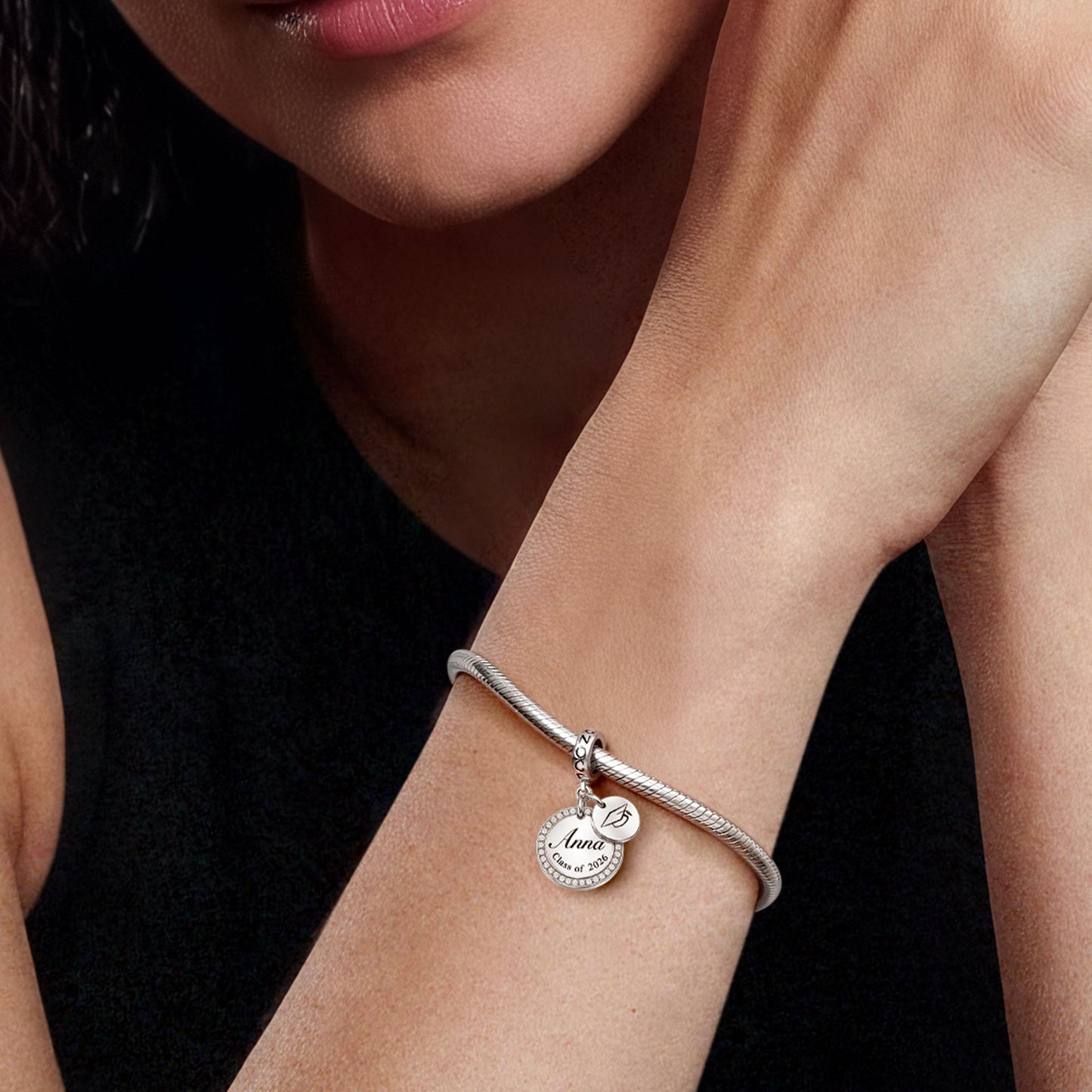 Gnoce Personalized Class of 2026 Graduation Birthstone Pendant Dangle Charm_3