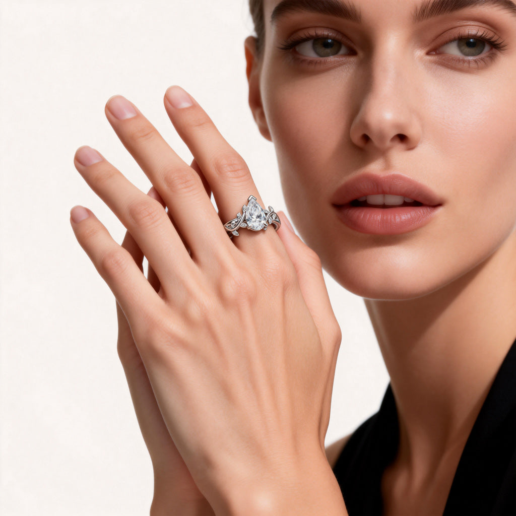 Gnoce Vintage Style Twig Pear-cut Engagement Ring_3