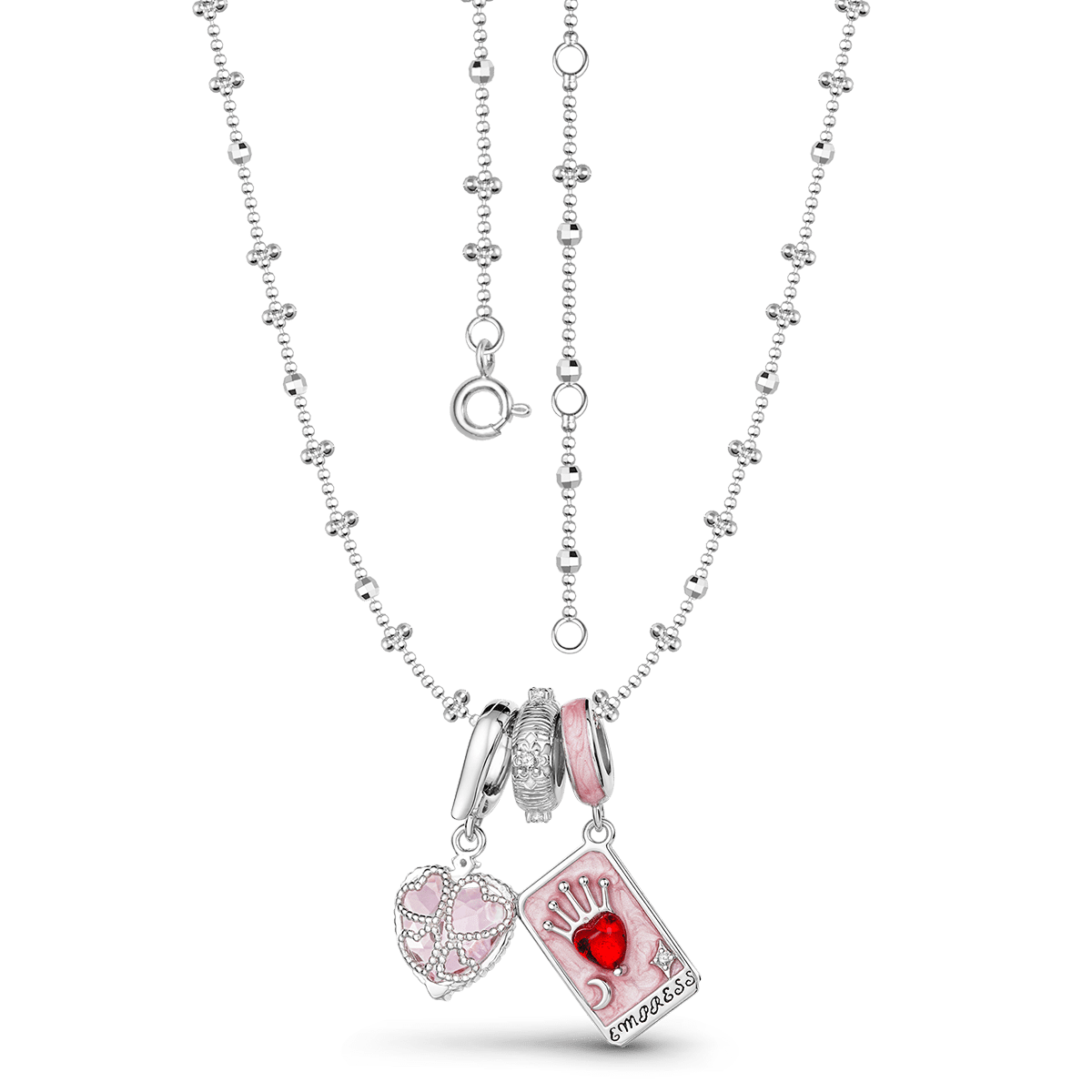 Gnoce Queen Tarot and Heart Charm Pendant Necklace Set_4