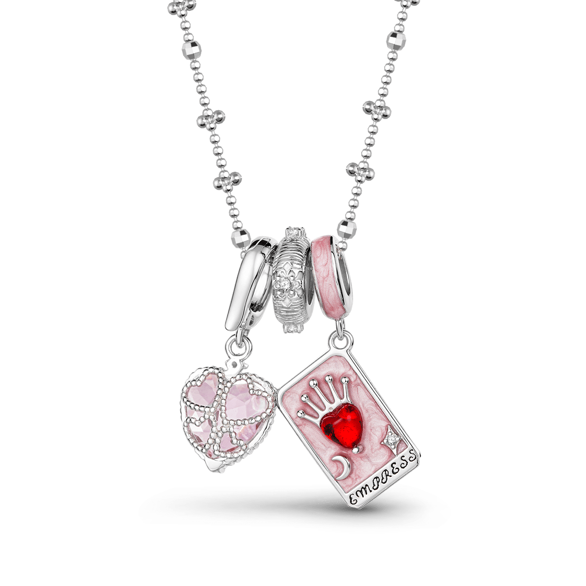Gnoce Queen Tarot and Heart Charm Pendant Necklace Set_1