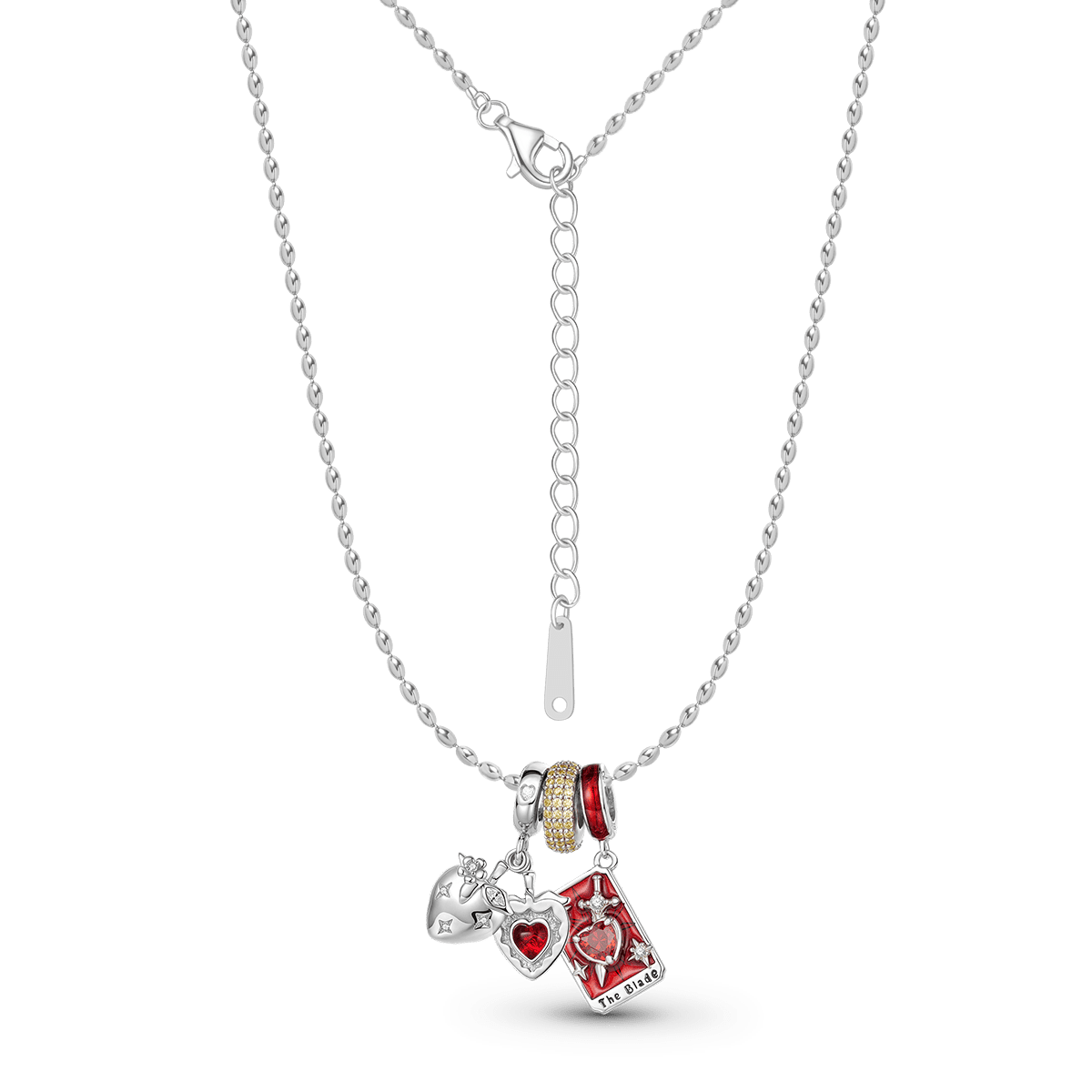 Gnoce Red Swords Tarot and Strawberry Charm Necklace Set_4