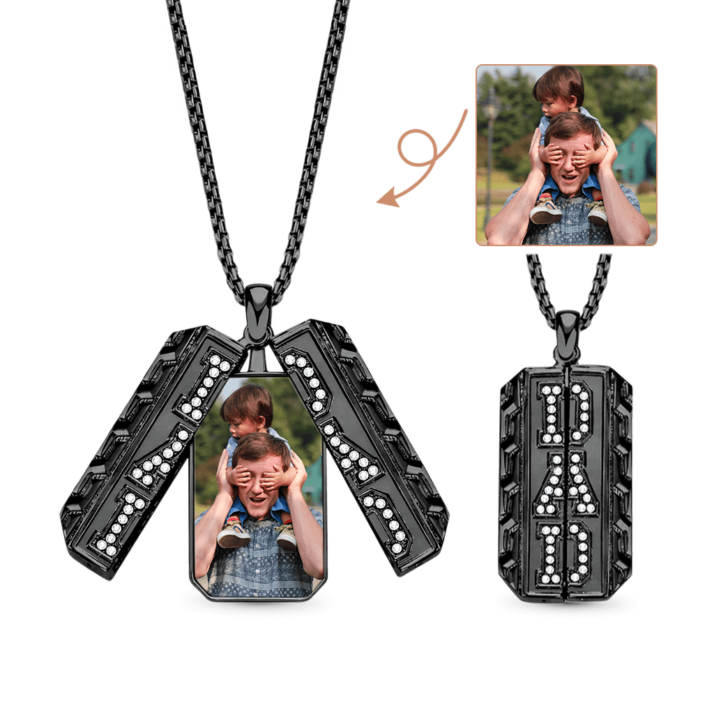 Gnoce Custom Photo Necklace for Dad Gifts_1