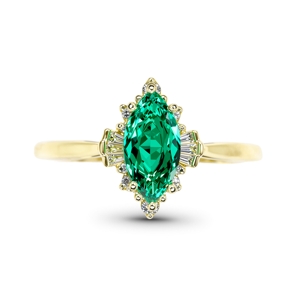 Gnoce Green Emerald Marquise-Cut Engagement Ring_1