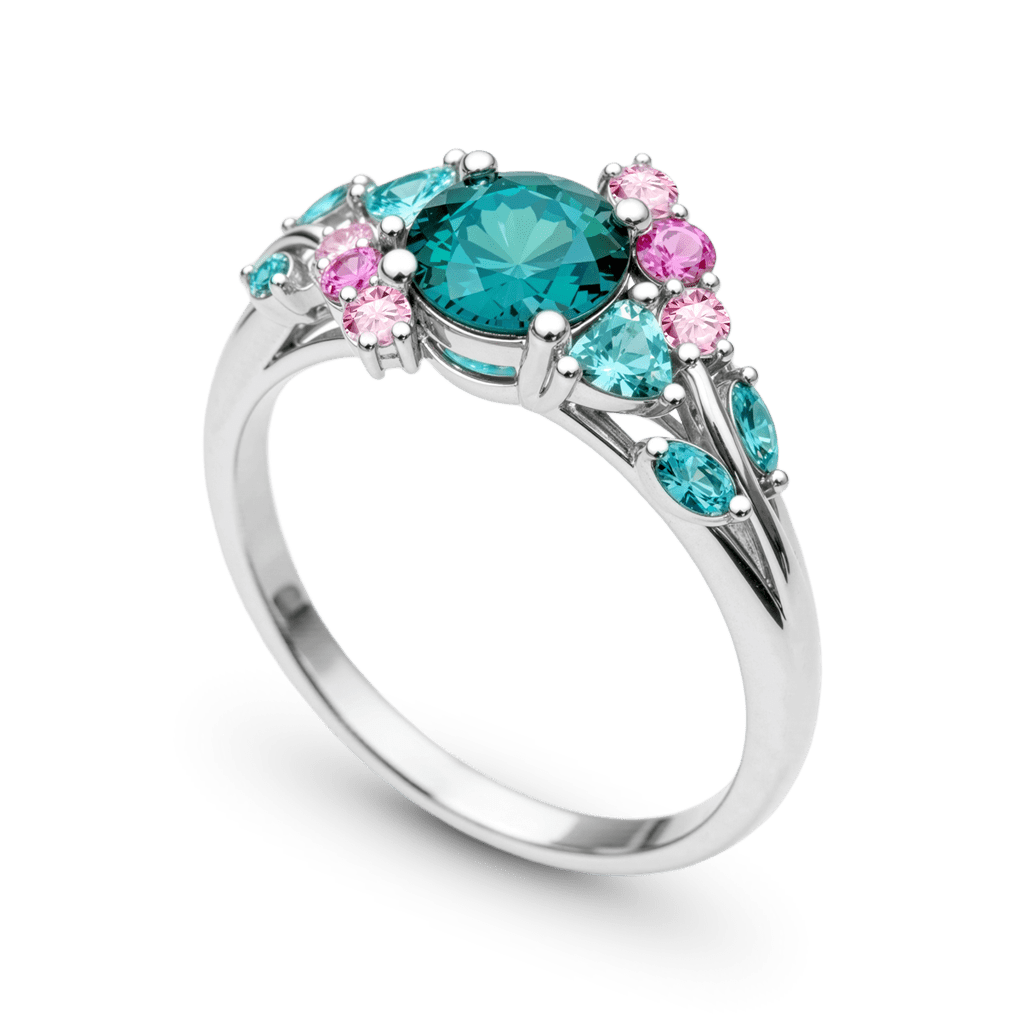 Gnoce Floral Cluster Round- Cut Engagement Ring_4