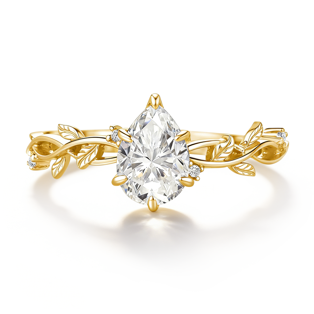 Gnoce Nature-Inspired Leaf & Vine Radiant-cut  Engagement Ring_1