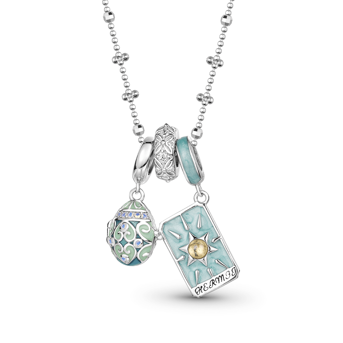 Gnoce Openable Lucky Egg and Hermit Tarot Pendant Necklace Set_2