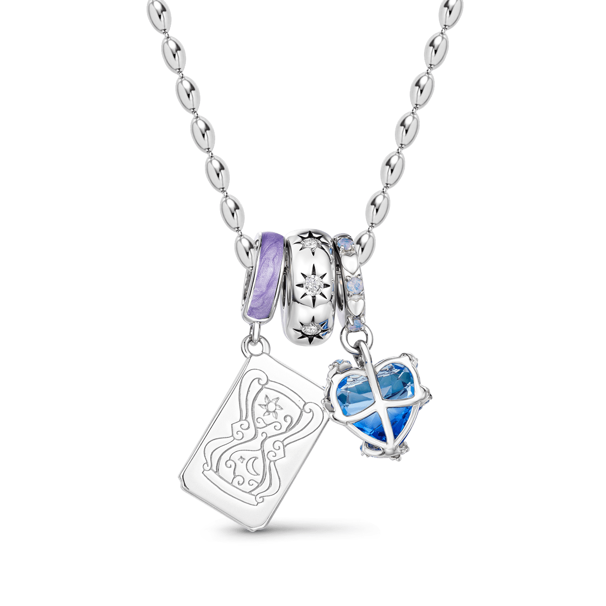 Gnoce Blue Magic Heart and the Magician Tarot Pendant Necklace Set_5