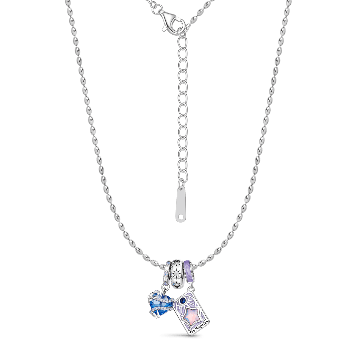 Gnoce Blue Magic Heart and the Magician Tarot Pendant Necklace Set_4