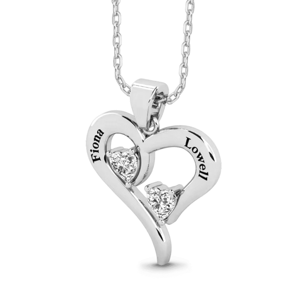 Gnoce Personalized Heart Necklace with 2 Names & 2 Birthstones_4