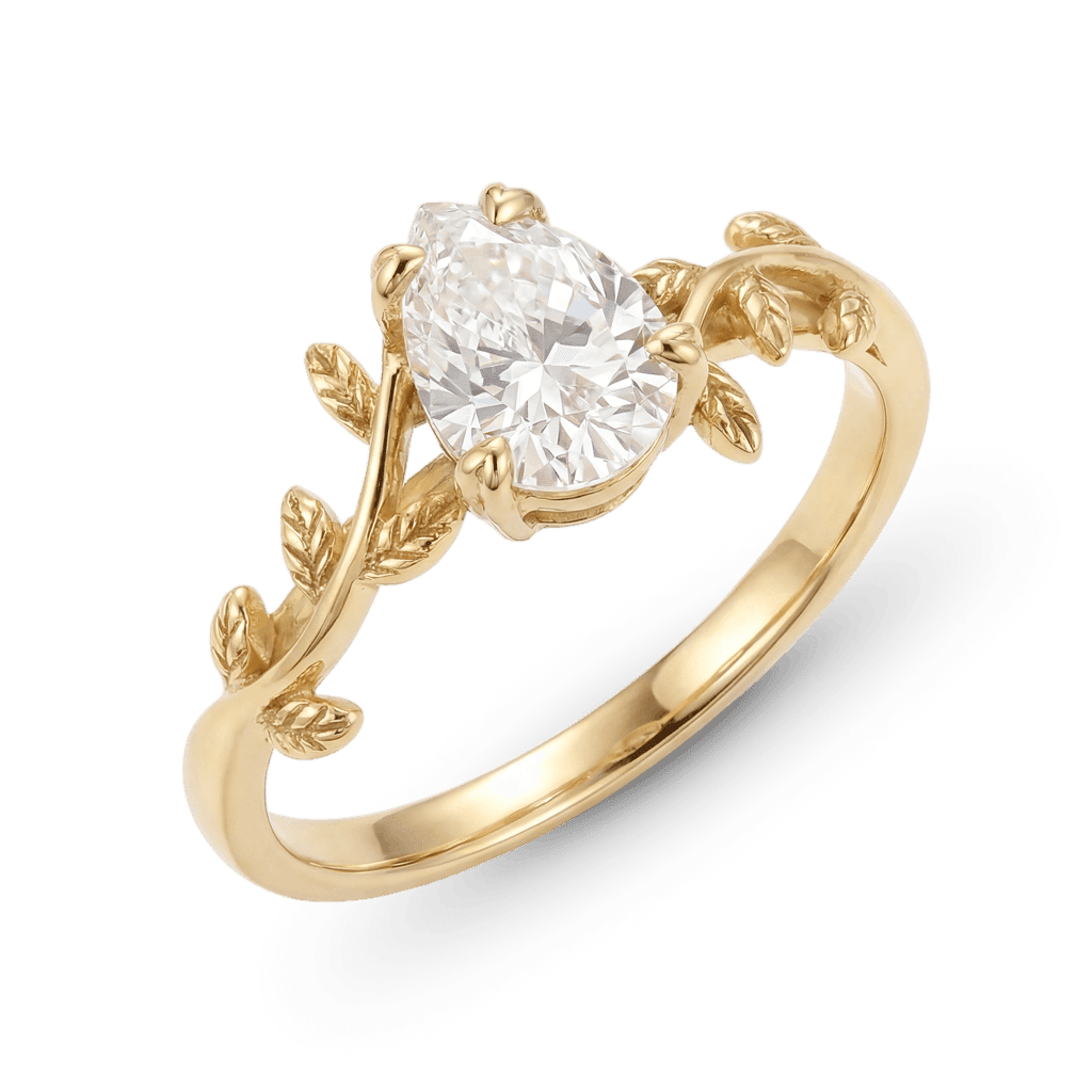 Gnoce Nature-Inspired Vine Pear-cut Engagement Ring_4
