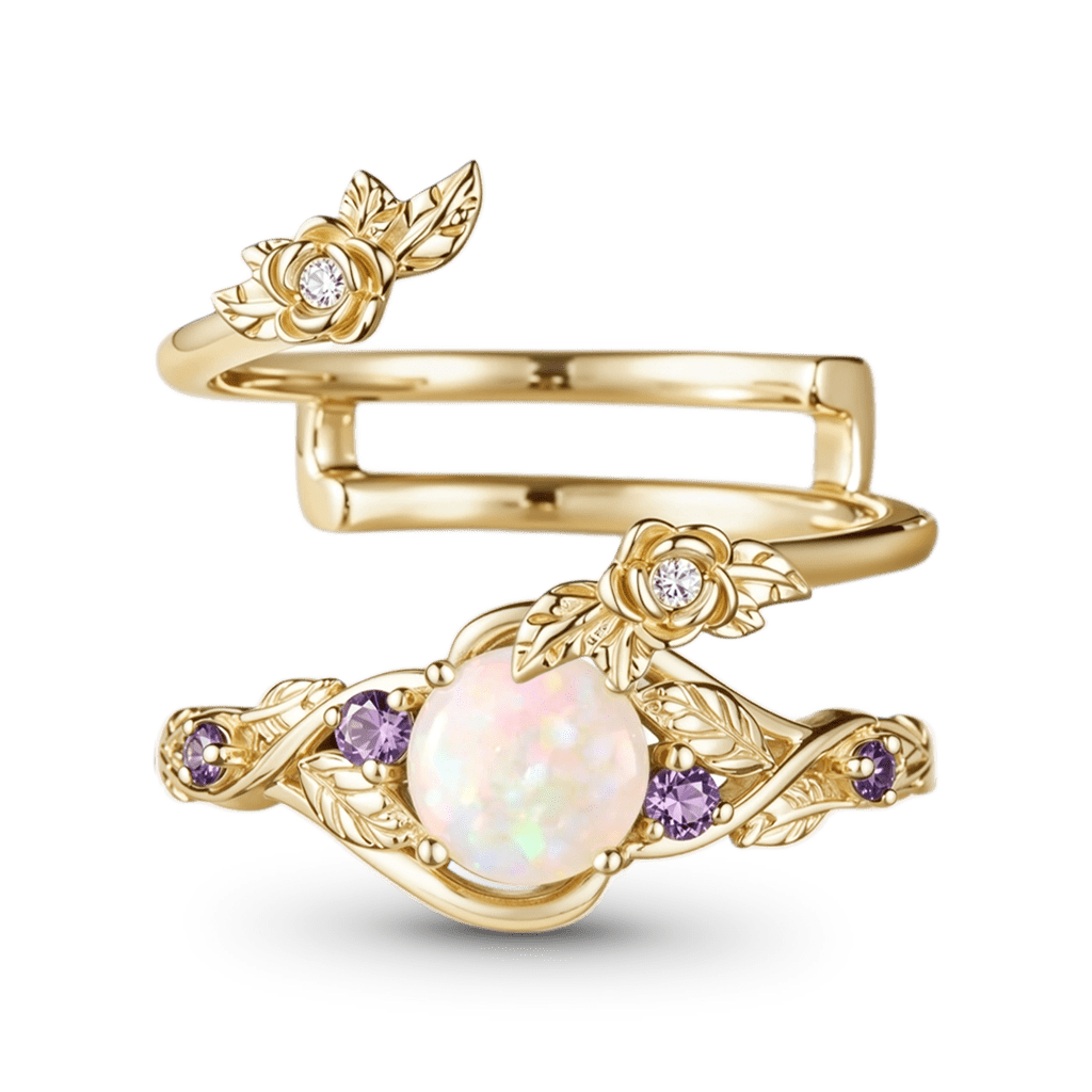 Gnoce Rose Blossom Opal Ring Set_4