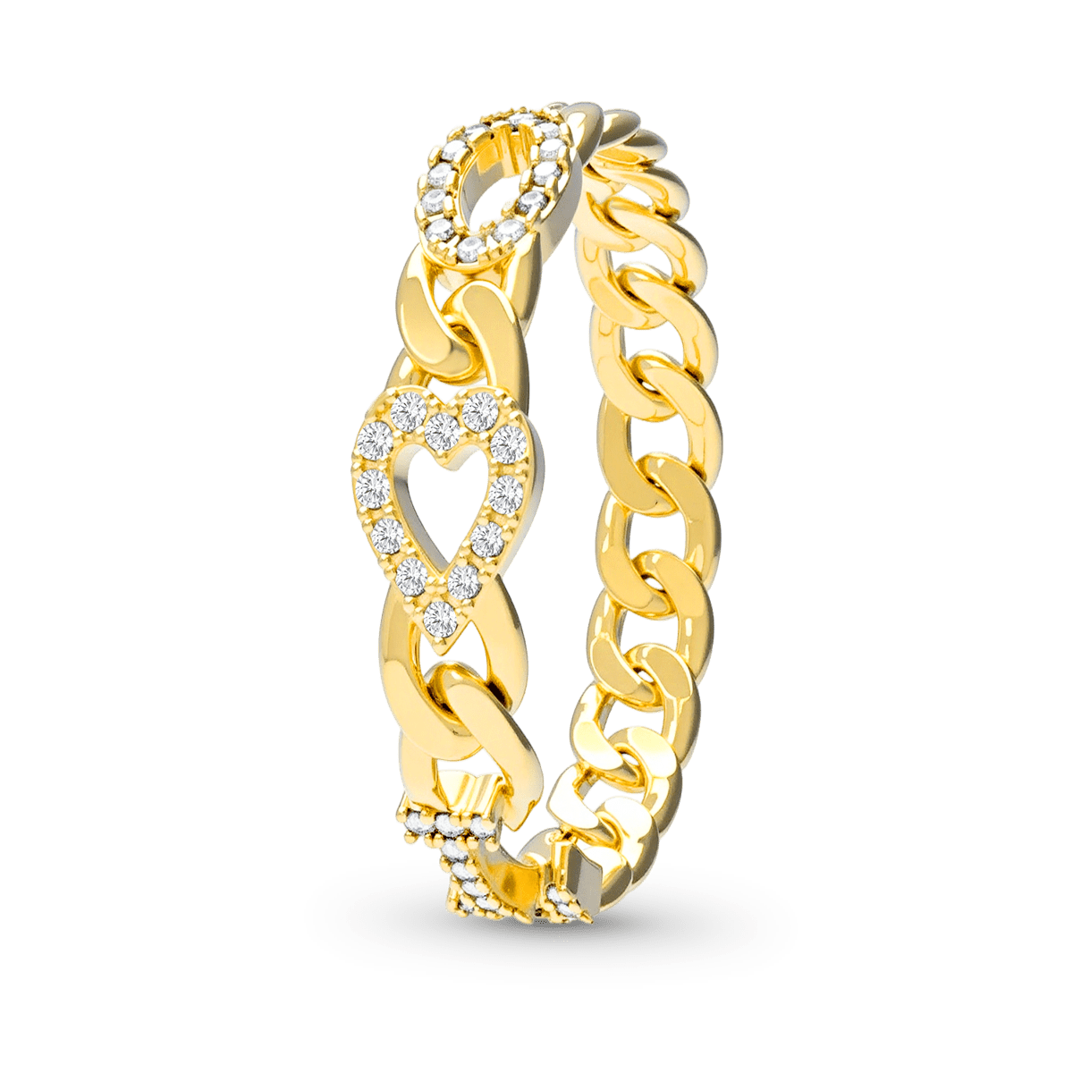 Gnoce Diamond Letter Curb Chain Ring with Custom Birthstone Friendship Jewelry_3