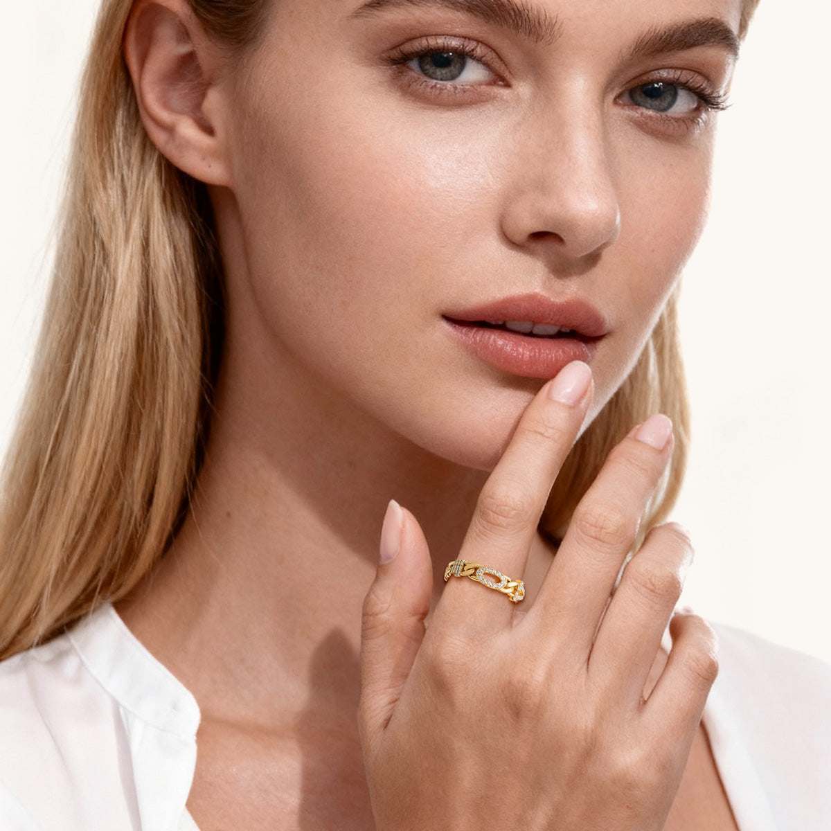 Gnoce Diamond Letter Curb Chain Ring with Custom Birthstone Friendship Jewelry_4