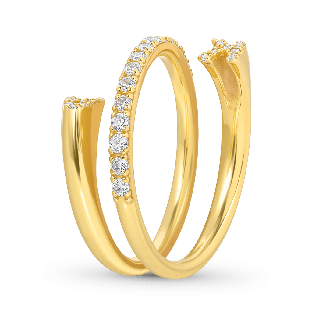 Gnoce Personalized Adjustable Open Cuff 3 Row Nesting Ring with Engraving_4