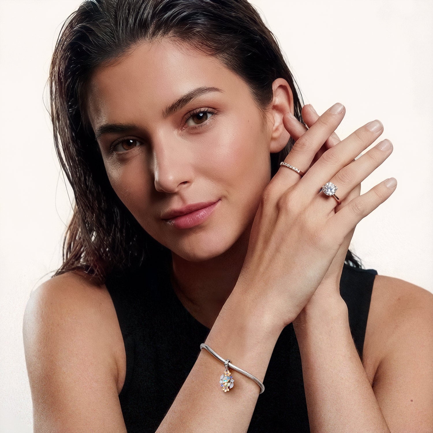 Gnoce Mother's Day Flower Personalized Photo Pendant Dangle Charm_3