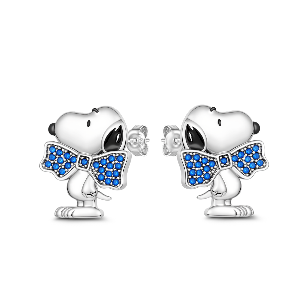 Gnoce Peanuts Snoopy Wearing Bow Stud Earrings_1