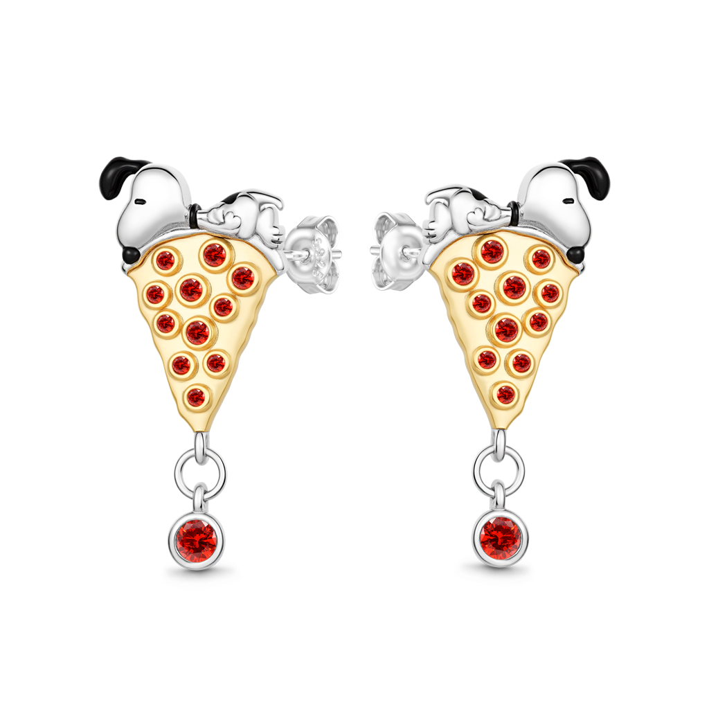 Gnoce Peanuts Snoopy Pizza Stud Earrings_1