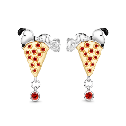 Gnoce Peanuts Snoopy Pizza Stud Earrings_1