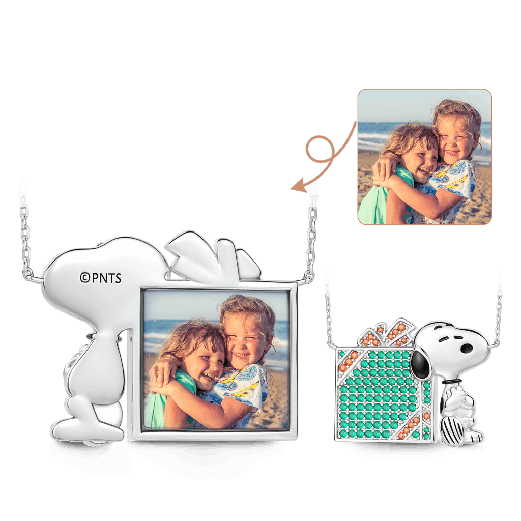 Gnoce Peanuts Snoopy Gift Box Personalized Memorial Photo Pendant Necklace_1
