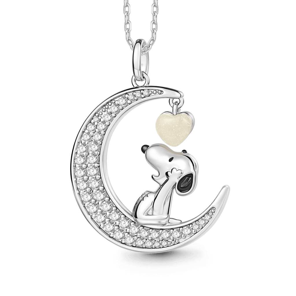 Gnoce Peanuts Snoopy Moon Glowing Heart Pendant Necklace_1
