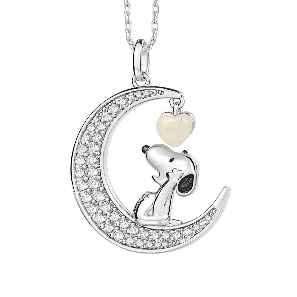 Gnoce Peanuts Snoopy Moon Glowing Heart Pendant Necklace_2