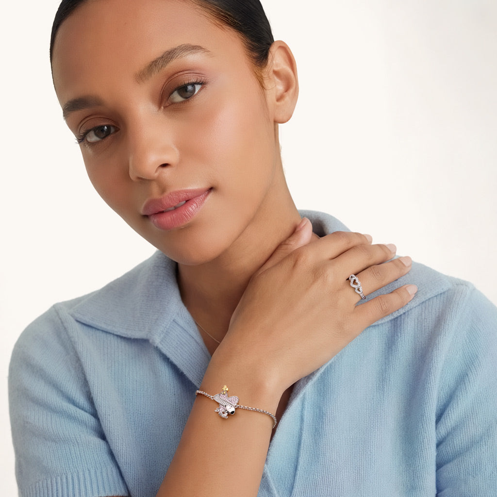 Gnoce Peanuts Snoopy Woodstock Heart Adjustable Bracelet_3