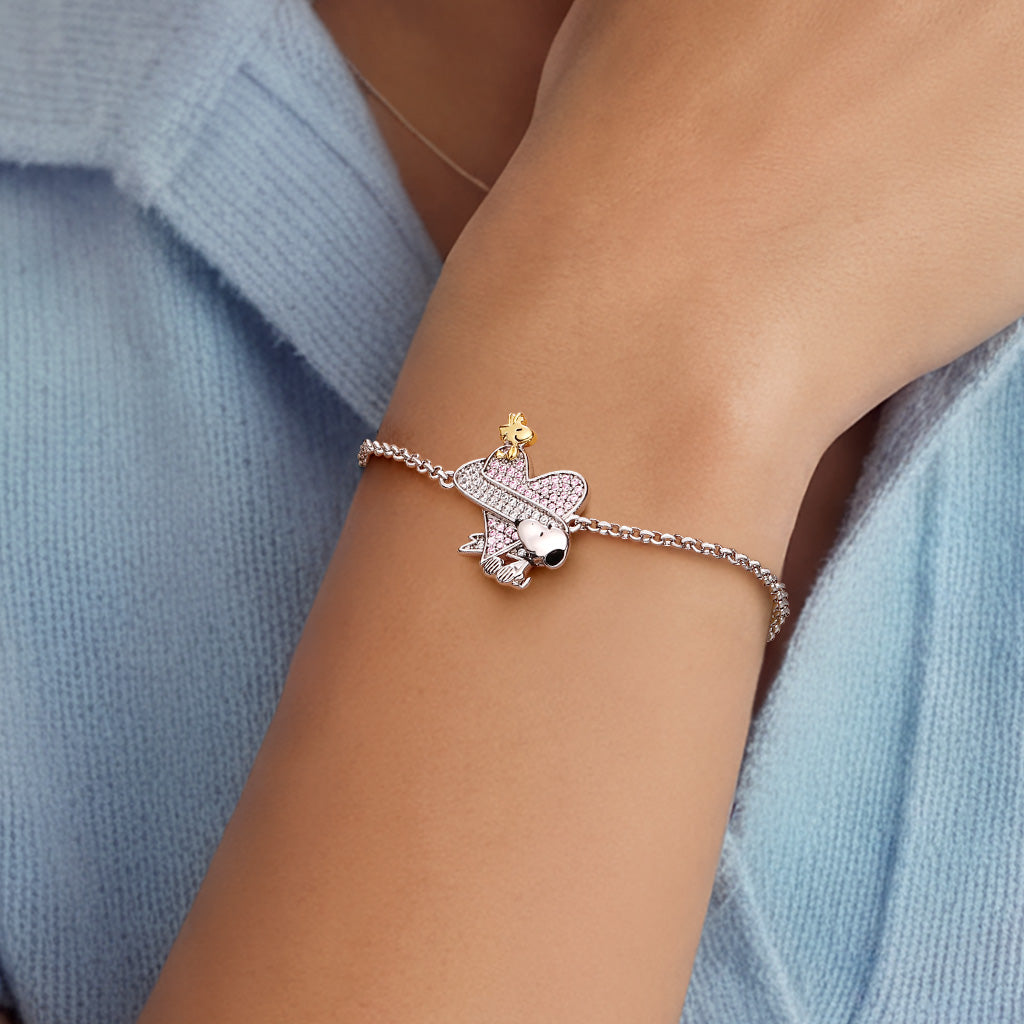 Gnoce Peanuts Snoopy Woodstock Heart Adjustable Bracelet_2