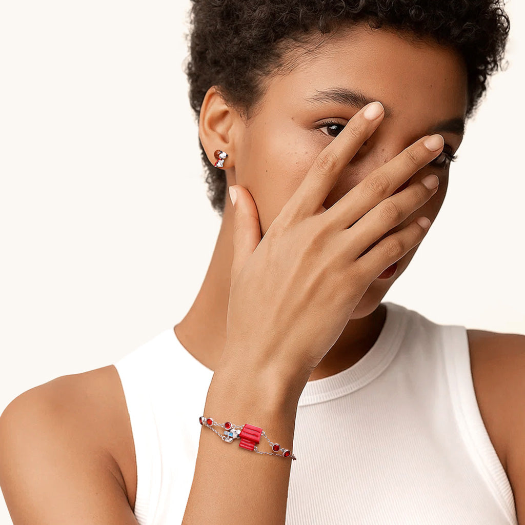 Gnoce Peanuts Snoopy Backing Onto The House Adjustable Bracelet_3