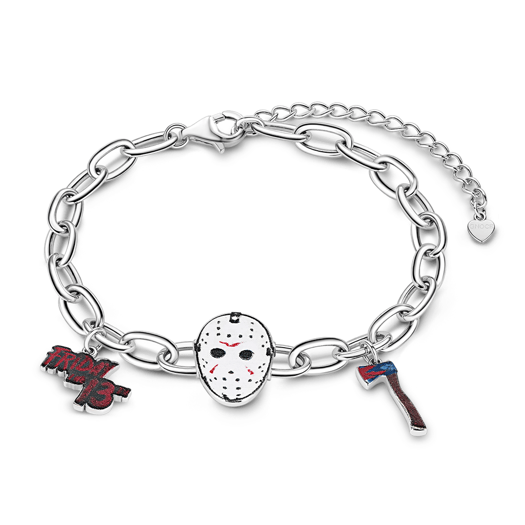 Gnoce Friday the 13th Jason Mask, Axe & Logo Chain Bracelet_1