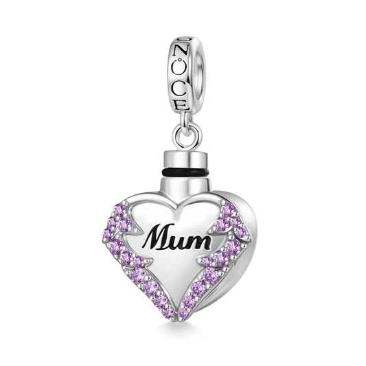 Gnoce Engravable Mom Heart Memorial Urn Ashes Birthstone Pendant Dangle Charm_2