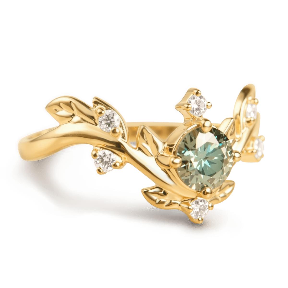 Gnoce Nature-Inspired Vine Round-Cut Engagement Ring_4