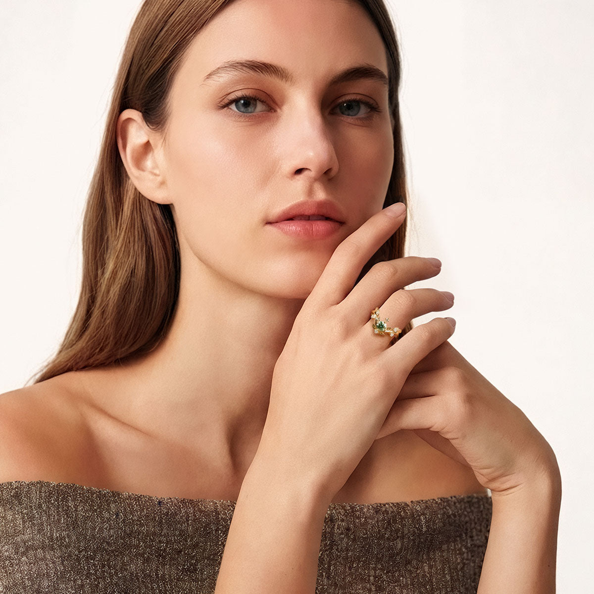 Gnoce Nature-Inspired Vine Round-Cut Engagement Ring_3