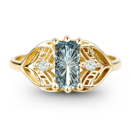Gonce Nature-Inspired Leaf Emerald-Cut Engagement Ring_1